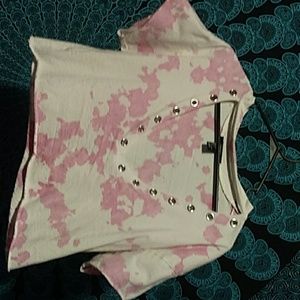 Pink And White Crop Top